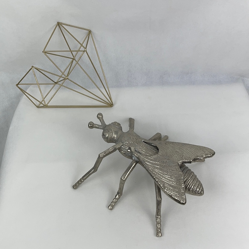 Large Decorative Silver Metal Winged Insect